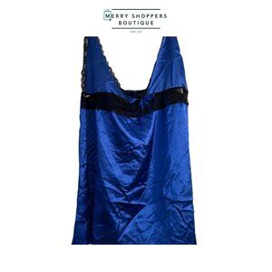 Elegant Blue Chemise with Lace Trim